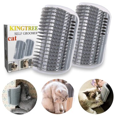 Kingtree Cat Corner Scratcher Self Groomer with Catnip, 2 Pack Softer Cat Face Scratchers Wall Corner Grooming Massage Combs for Long &amp; Short Fur Cats