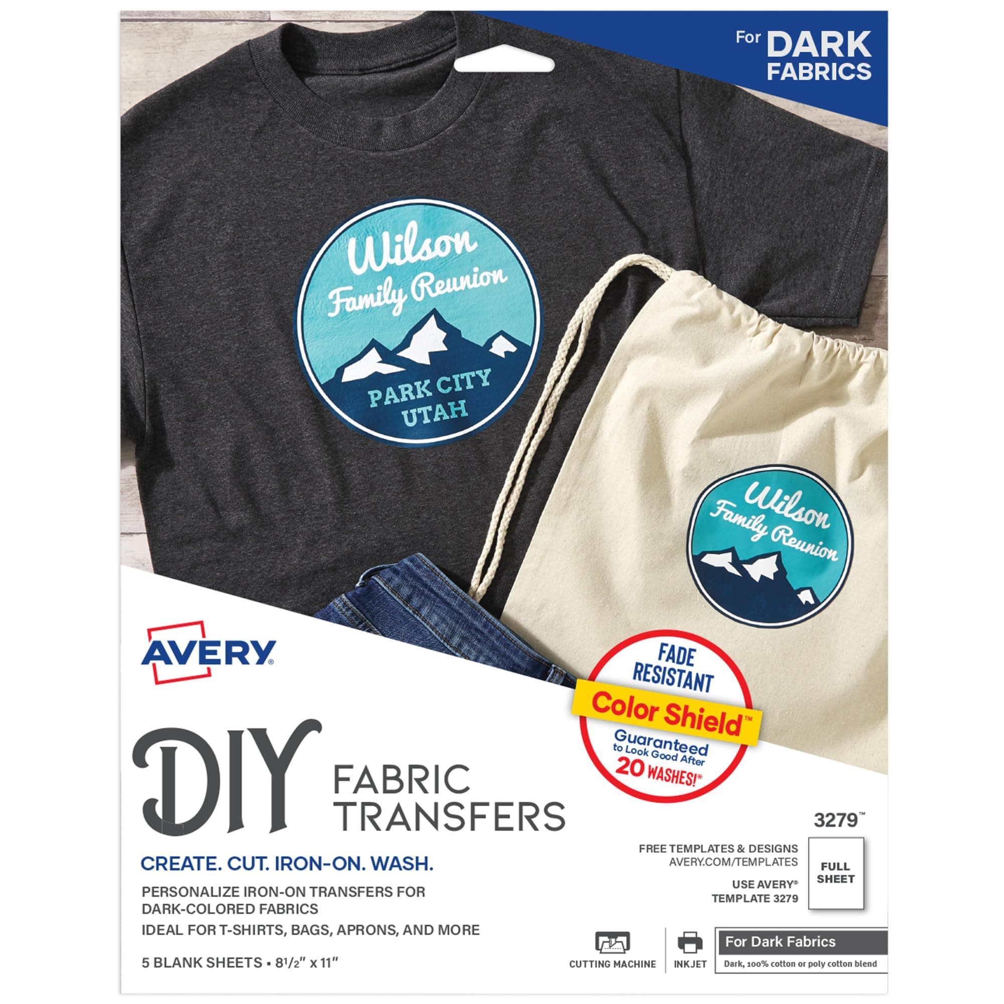 avery Avery Printable Heat Transfer Paper For Dark Fabrics 8.5x11inch