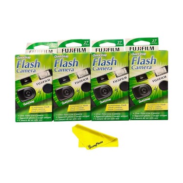 Fujifilm QuickSnap Flash 400 One Time Use 35mm Camera with Flash, 27 Exposures, 4-Pack