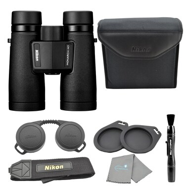 Nikon Monarch M7 8x42 (16765) Black Binoculars Bundle with Lens Pen and Cleaning Cloth, Compact Binoculars for Adults for Hunting, Bird Watching, and Hiking Essentials, Zoom Lightweight Travel