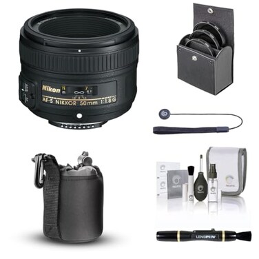 Nikon 50mm f/1.8G AF-S NIKKOR Lens, Bundle with ProOptic 58mm Filter Kit, Lens Case, Lens Cleaner, Cleaning Kit, Lens Cap Tether