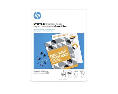 HP Everyday Business Paper, Glossy, 8.5x11 in, 32 lb, 150 sheets, works with laser printers (4WN08A)