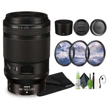 Nikon NIKKOR Z MC 105mm f/2.8 VR S Professional Macro Lens Z + Cleaning Kit + 3 Piece Filter Kit + Lens Cap