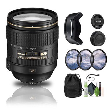 Nikon AF-S NIKKOR 24-120mm f/4G ED VR Lens (2193) + Filter Kit + Cap Keeper + Cleaning Kit