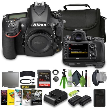 Nikon D810 FX-Format Digital SLR Camera + EN-EL15C Battery + External Charger+ Memory Card Wallet + Extreme PRO 64GB Card + 12 Inch Flex Tripod + Photo Editing Software + More
