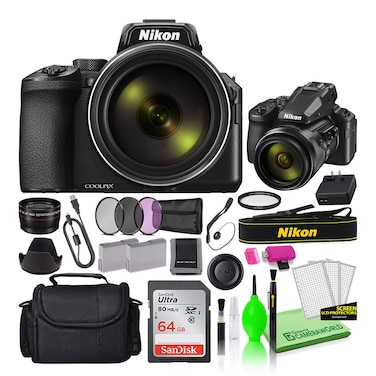 Nikon COOLPIX P950 16MP 83x Optical Zoom Digital Camera (26532) Deluxe Bundle Kit -Includes- Sandisk 64GB SD Card + Large Camera Bag + Filter Kit + Spare Battery + Telephoto Lens + More