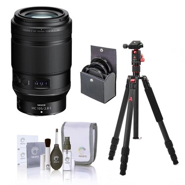 Nikon NIKKOR Z MC 105mm f/2.8 VR S Lens, Bundle with Vanguard VEO 3 GO 204CP Carbon Fiber Tripod/Monopod and PH-25 Pan Head, 62mm Filter Kit, Cleaning Kit