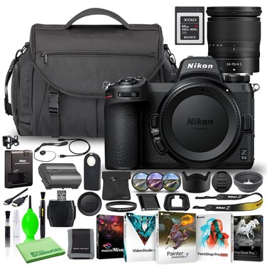 Nikon Z 6II 24.5MP Mirrorless Digital Camera with 24-70mm Lens (1663) Deluxe Bundle with Sony 64GB XQD Memory Card + Large DSLR Camera Bag + Corel Editing Software + Filter Kit