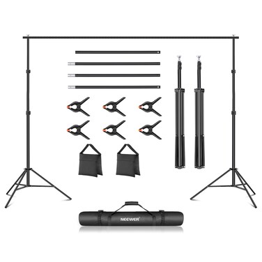 Neewer Photo Studio Backdrop Support System, 10ft/3m Wide 6.6ft/2m High Adjustable Background Stand with 4 Crossbars, 6 Backdrop Clamps, 2 Sandbags, and Carrying Bag for Portrait &amp; Studio Photography