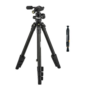 Nikon 16749 Compact Outdoor Four-Section Aluminum Alloy Tripod (Black) Bundle with Nikon Lenspen Cleaning System (2 Items)