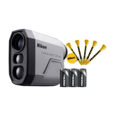 Nikon COOLSHOT 20i GIII Golf Range Finder - Rainproof Laser rangefinder with Slope - Pinpoint Accuracy and Long Battery Life for Pro Golfers Bundle with Golf Tees, and Golf Tech Accessories (3 Items)