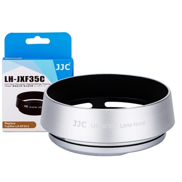 JJC Silver Metal Bayonet Lens Hood for FUJINON XF 35mm F2 R WR/FUJINON XF 23mm F2 R WR, Fuji 35mm F2 Lens Hood, Fuji 23mm F2 Lens Hood, 35mm F2 Hood, 23mm F2 Hood, Replaces Fujifilm LH-XF35-2 Hood