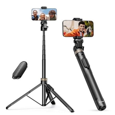 Sensyne 72&quot;&quot; Phone Tripod, Extendable Tripod for iPhone &amp; Selfie Stick with Detachable Phone Holder &amp; Wireless Remote, iPhone Tripod Compatible with All Cell Phones, Camera, Black