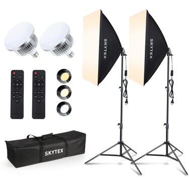 Skytex Softbox Lighting Kit(2Pack), 20x28in Soft Box   85W 2700-6400K E27 LED Bulb Continuous Photography Lighting, Photo Studio Lights Equipment for Camera Shooting, Video Recording