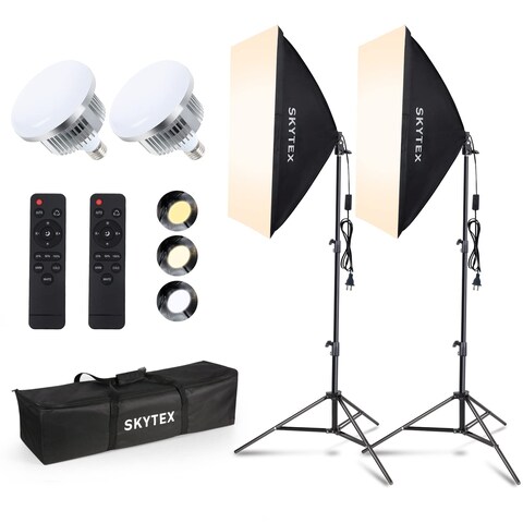 Skytex Softbox Lighting Kit(2Pack), 20x28in Soft Box   85W 2700-6400K E27 LED Bulb Continuous Photography Lighting, Photo Studio Lights Equipment for Camera Shooting, Video Recording