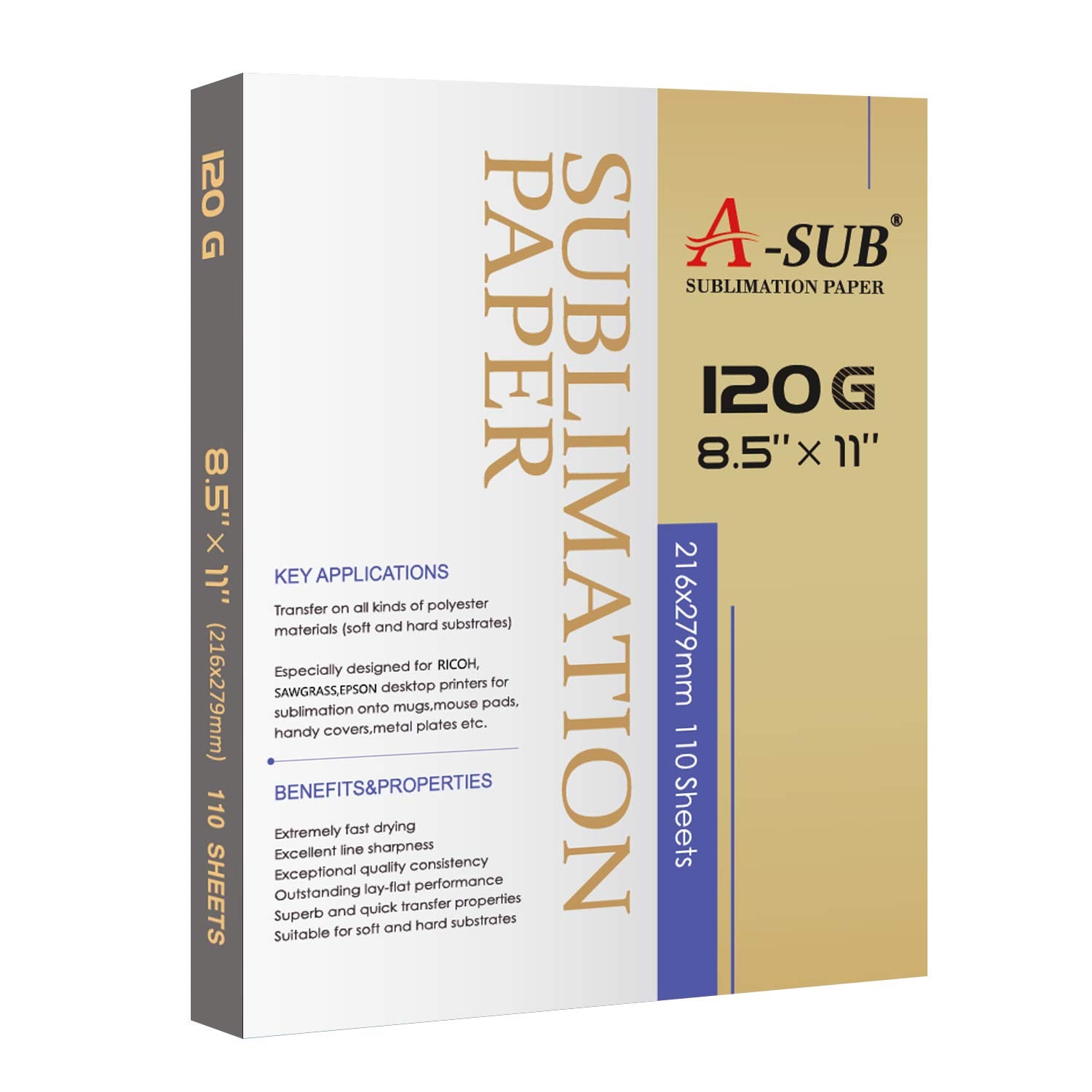 أي ساب Asub Sublimation Paper 8 5x11 Inch 110 Sheets 8.5x11inch