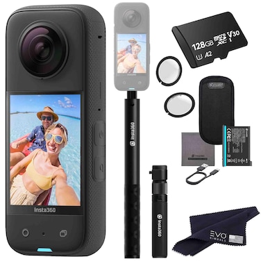 Insta360 X3- Waterproof 360 Action Camera with 1/2" 48MP Sensors, 5.7K 360 HDR Video, 72MP 360 Photo, 4K Single-Lens, 2.29" Touchscreen, AI Editing  Bundle Includes Bullet time, Lens Guard&amp;128GB