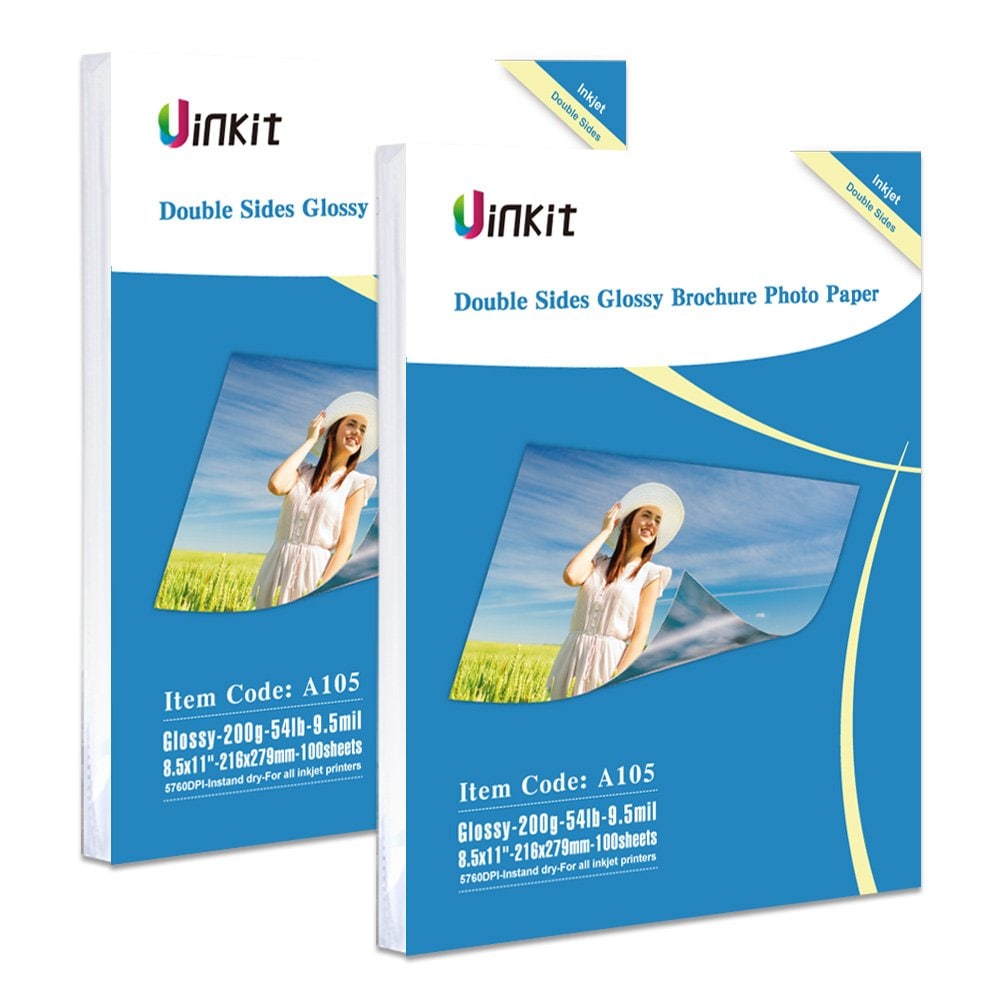 يو إن كيت Uinkit 200 Sheets Double Sided Photo Paper Glossy 8 5x11 8.5x11in
