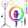 Weilisi 10" Selfie Ring Light with Tripod Stand, 72'' Tall &amp; Phone Holder, 38 Color Modes, Stepless Dimmable/Speed LED Ring Light for iPhone &amp; Android,YouTube, Makeup,TIK Tok