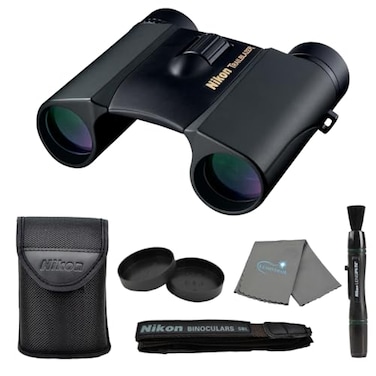 Nikon Trailblazer 8x25 ATB (8217) Black Binoculars Bundle with Lens Pen and Lens Cloth, Compact Lightweight Binoculars for Adults for Hunting, Birdwatching, All-Terrain Waterproof Binocular