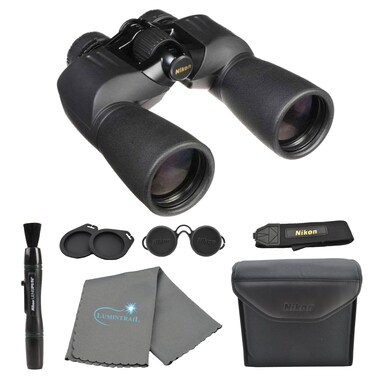 Nikon Action Extreme 10x50 ATB Binoculars (7245) All Terrain Waterproof Binoculars Bundle, Black, with Nikon Lens Pen, Carry Case, and Lens Cloth - High Powered Multipurpose Binoculars for Adults