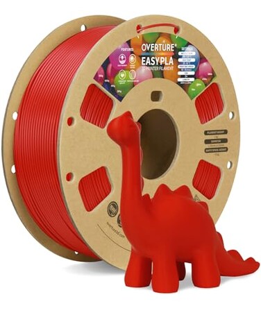 OVERTURE Easy PLA 1.75mm 3D Printer Filament, 1kg PLA Cardboard Spool (2.2lbs), Dimensional Accuracy +/- 0.02mm, Fit Most FDM Printer (Easy Red)