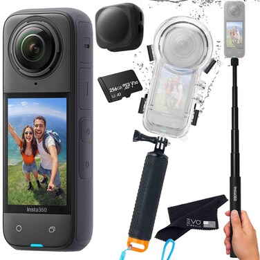Insta360 X4 Dive Bundle- Waterproof 360 Action Camera with 1/2" 48MP Sensors, 8K 360 HDR Video, 72MP 360 Photo  Bundle Includes Selfie Stick, Floating Grip, Lens Cap (256GB)