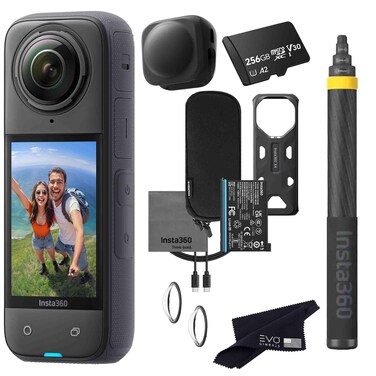 Insta360 X4 Extended Selfie Stick Bundle(3m/9.8ft)-8K Waterproof 360 Action Camera with 1/2" 48MP Sensors, 8K 360 HDR Video  Bundle Includes 3m Extended Selfie Stick, Lens Cap (256GB)