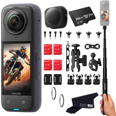 Insta360 X4 Motorcycle Bundle- 8K Waterproof 360 Action Camera with 1/2"" 48MP Sensors, 8K 360 HDR Video,  includes Motorcycle Bundle, Selfie Stick, Lens Guards, Lens Cap, Black