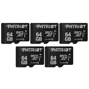 Patriot LX Series Micro SD Flash Memory Card 64GB - 5 Pack