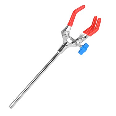 StonyLab 3 Prong Swivel Clamp, Sturdy 3 Prong Single Adjust Multipurpose Extension Clamp Finger Style Lab Clamp with 7 inch Rod Universal Lab Accessory for Laboratory