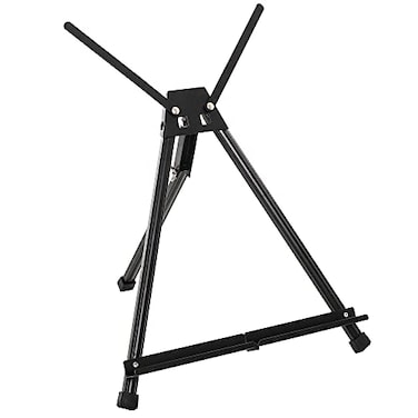 U.S. Art Supply 15" to 21" High Adjustable Black Aluminum Tabletop Display Easel with Extension Arm Wings - Portable Artist Tripod Folding Frame Stand - Holds Canvas, Paintings, Books, Photos, Signs