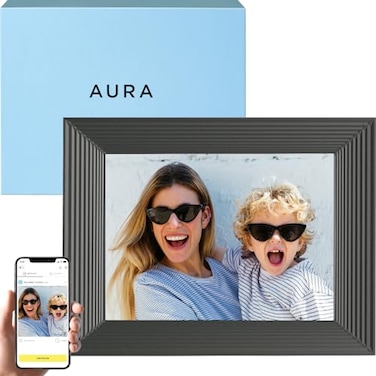 Aura Mason WiFi Digital Picture Frame   Wirecutter's Best Digital Frame for Gifting   Send Photos from Your Phone   Quick, Easy Setup in Aura App   Free Unlimited Storage   Black