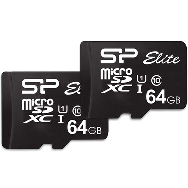 Silicon Power Elite 64GB microSDXC 2-Pack MicroSD Memory Card with Adapter for Nintendo-Switch, Wyze Cam
