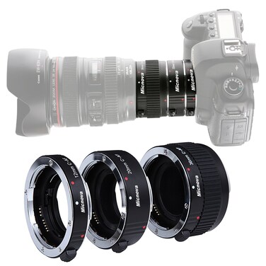 Macro Lens Tube Extension for Canon DSLR, Micnova KK-C68 Pro Auto Focus Macro Extension Tube Set for Canon EOS EF &amp; EF-S Mount 5D2 5D3 6D 650D 750D Film Cameras (12mm 20mm and 36mm Tubes)