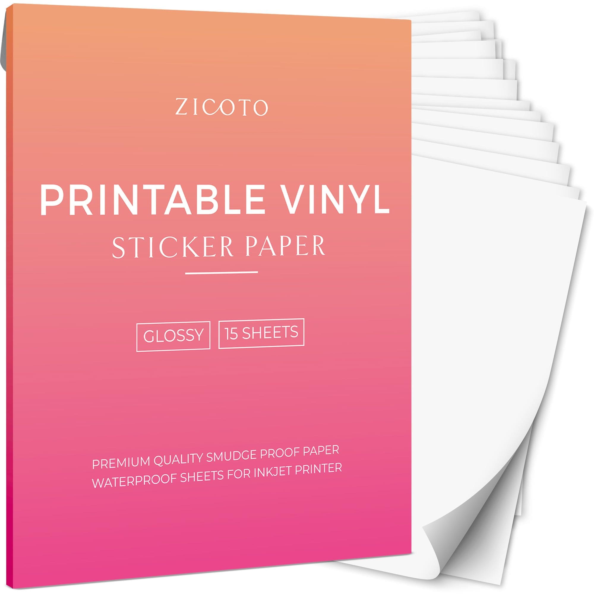 Zicoto Zicoto Printable Vinyl Sticker Paper 8.5x11inch