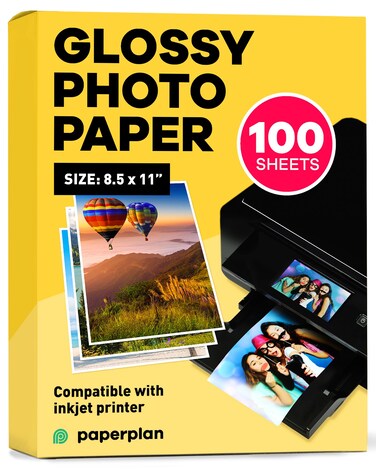 Glossy Photo Paper For Printer 8.5 x 11" - (100 Sheets) - Works with Inkjet Printer, Easy to Use, Premium Picture Paper