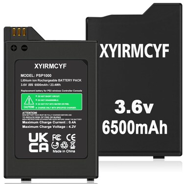 XYIRMCYF 2PCS PSP 1000 Battery (2024 New Upgrade), 6500mAh New 0 Cycle High Capacity Battery for Sony PSP 1000 PSP-110 PSP-280 Console