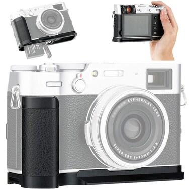 JJC Dedicated Metal Hand Grip L Bracket Anti-Slid Holder for Fujifilm Fuji X100V X100F Camera, Arca Swiss Type Quick Release Tripod Plate Design w/Battery Compartment Opening(Not Fits X100VI)