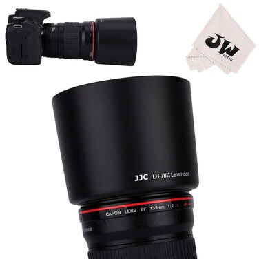 JJC Dedicated Reversible Lens Hood Shade Protector for Canon EF 135mm F2L USM &amp; Canon EF 180mm F3.5L Macro USM Lens Replaces Canon ET-78II ET78II Lens Hood