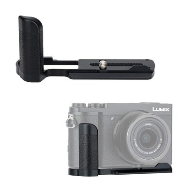JJC DMW-HGR2 Solid Metal Hand Grip Secure Handle Bracket for Panasonic GX85 GX9 DMC-GX85 DC-GX9 Camera,Anti-Slip Pads Design &amp; Arca Swiss Type Quick Release Plate Design