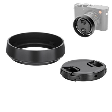 JJC Metal Lens Hood Shade for Leica Q3 43/Q3/Q2/Q Cameras, Replaces Leica Round Lens Hood Q, with 49mm Center Pinch Snap-On Lens Cap, No Vignetting