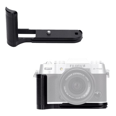 JJC Solid Metal Hand Grip L-Shape Handle for Fuji Fujifilm X-T50 XT50 Camera, Anti-Slip Microfiber Pads, Arca Swiss Quick Release Base, Must Have Fujifilm XT50 Accessories, Black