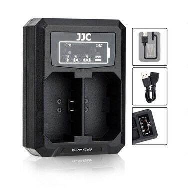 Dual USB Charger for Sony NP-FZ100 Battery, Built-in USB Cable + 40cm Extension Cable, Compatible with Sony A9 III II ZV-E10II ZV-E1 A7R V A7 IV A1 A7S III A7C Alpha 7C A7R IV A7RIV A7RIII A7R A7 III