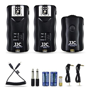 JJC 3-in-1 Wireless Flash Trigger &amp; Shutter Remote Control with Two Receivers Kit for Sony A6600 A6500 A6400 A6300 A6100 A7M4 A7 IV A7III II A7R5 A7R V A7R III II A7S III II A9 II A99 II