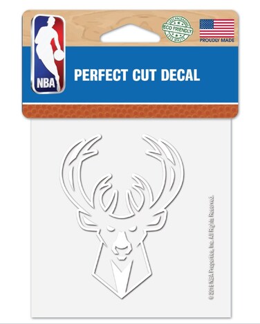 WinCraft NBA Milwaukee Bucks 4"x4" inch White Decal Sticker