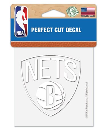 NBA Brooklyn Nets 4"x4" inch White Decal Sticker