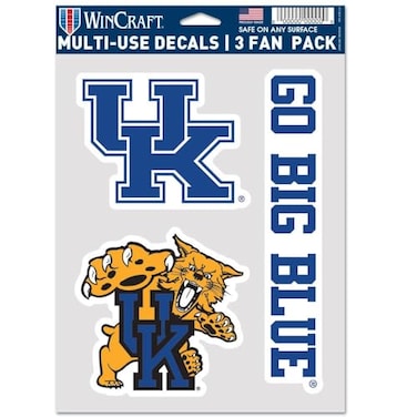 NCAA Kentucky Wildcats Decal Multi Use Fan 3 Pack, Team Colors, One Size