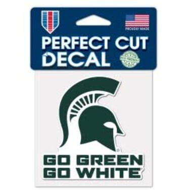 NCAA Michigan State University Spartans 4 x 4 inch Go Green Go White Perfect Cut Decal