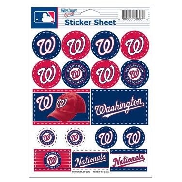 Wincraft MLB Washington Nationals Vinyl Sticker Sheet, 5" x 7